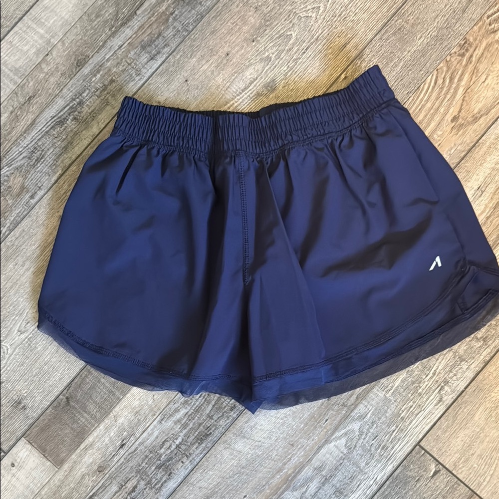 Blue Athletic Shorts with Elastic Waistband and Breathable Fabric